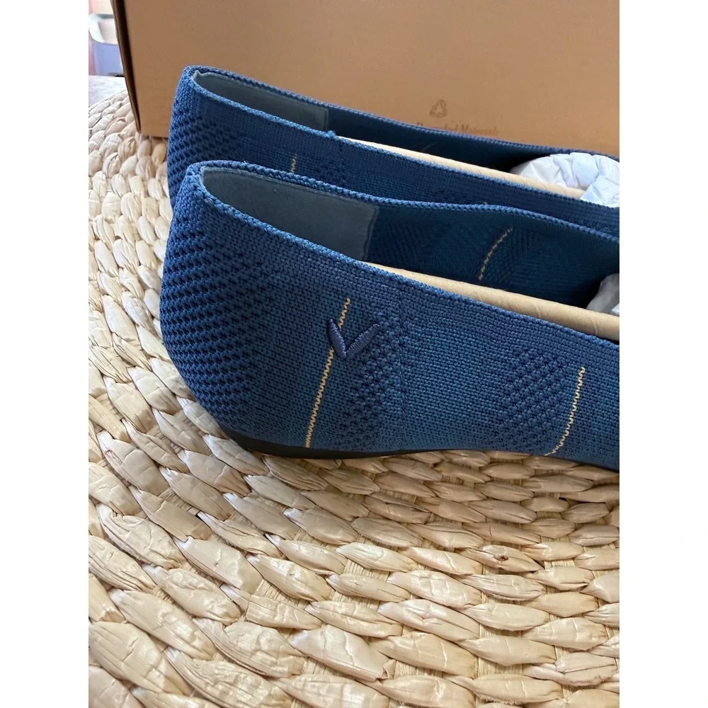 VIVAIA Pointed-Toe Knit Flats Denim Blue Comfort‎ Shoes EU/35 US/5